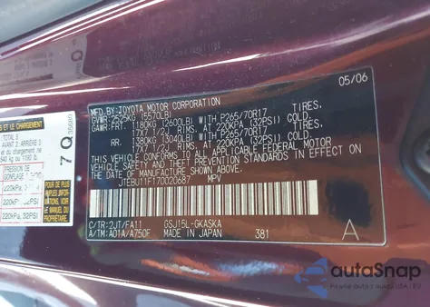 2007 Toyota Fj Cruiser z USA, uszkodzony, nr VIN JTEBU11F170020687